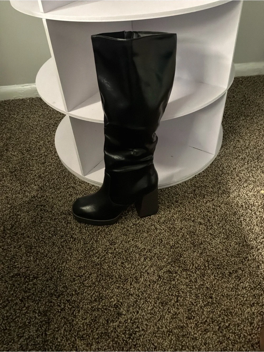 Women's Black Over-The-Knee Block Heel Boots